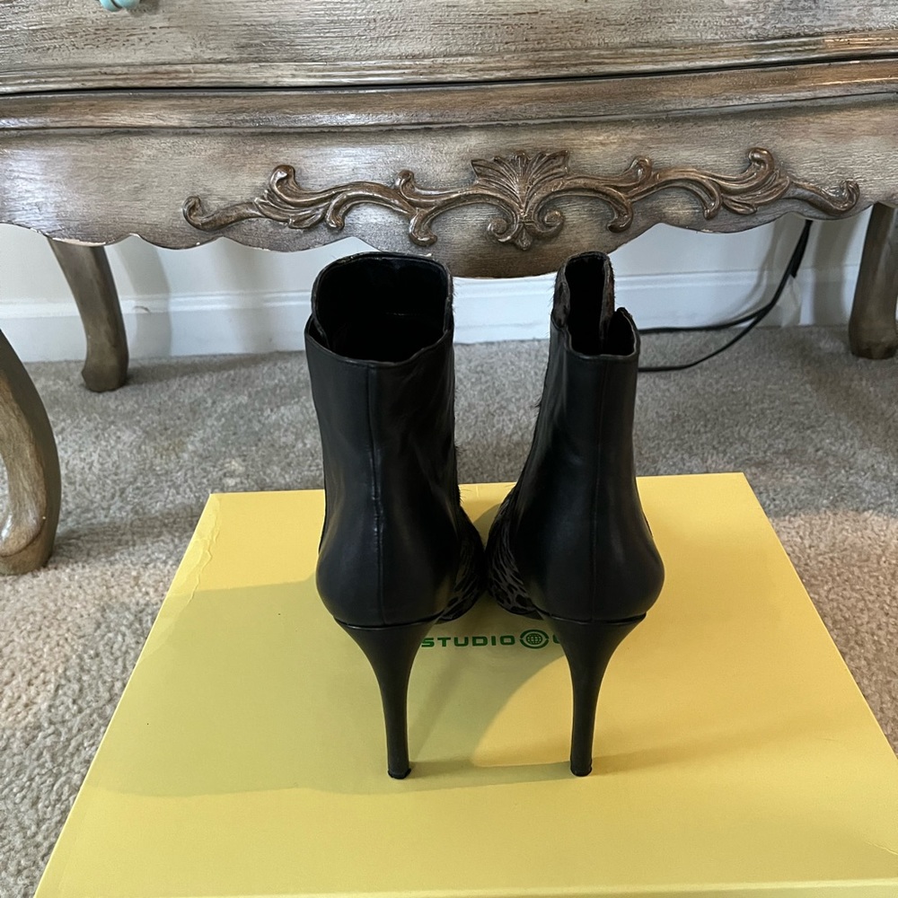 Vince Camuto pony hair and leather booties
